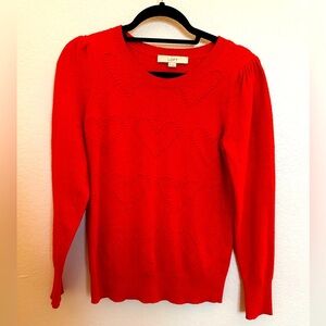 Loft Size Red Hearts Sweater Top Size XS EUC